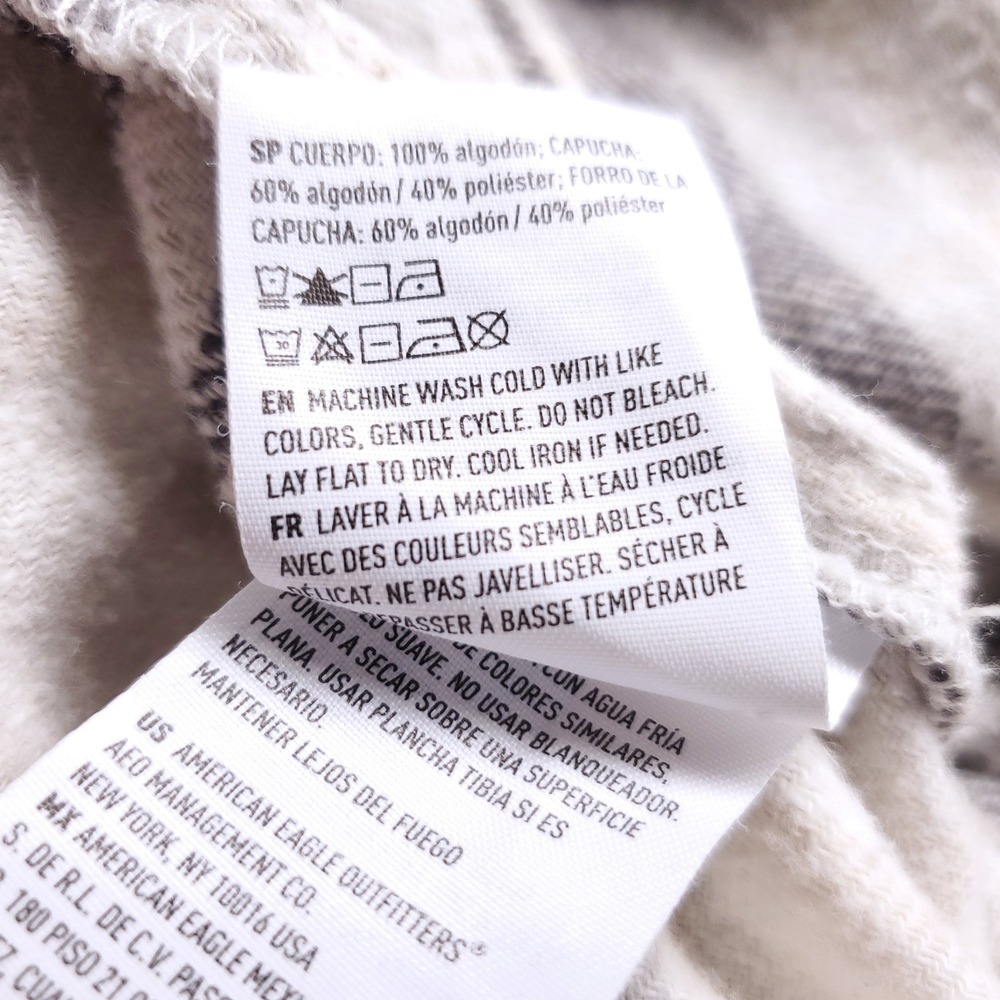 American Eagle Plaid Hooded Button Up Shirt Women L Gray Gorpcore Cabincore SOFT - Picture 10 of 11